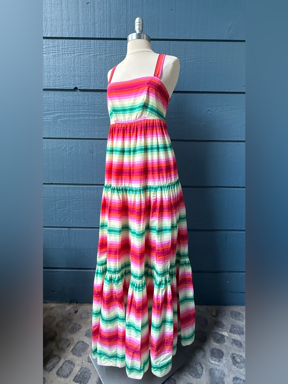 FUN J. Crew watermelon π stripe Pink & Green Tiered Maxi Dress ππΈππ©·